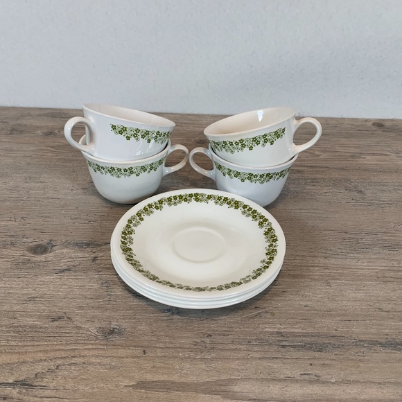 Vintage Corelle Crazy Daisy Spring Blossom Cup and Saucer Set of 4 - Picture 7 of 7